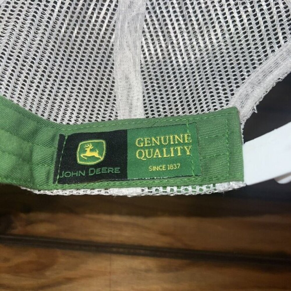 Vintage John Deere K Products Snap Back Trucker Hat Mesh MADE IN USA Green White - Picture 10 of 10